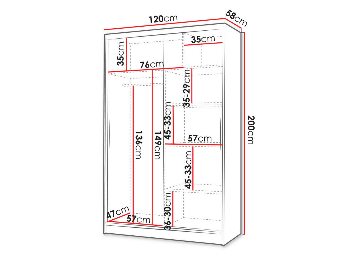 SCHWEBETÜRENSCHRANK Lino II - Sonoma Eiche, Holzwerkstoff/Metall (120/200/58cm) - MIRJAN24