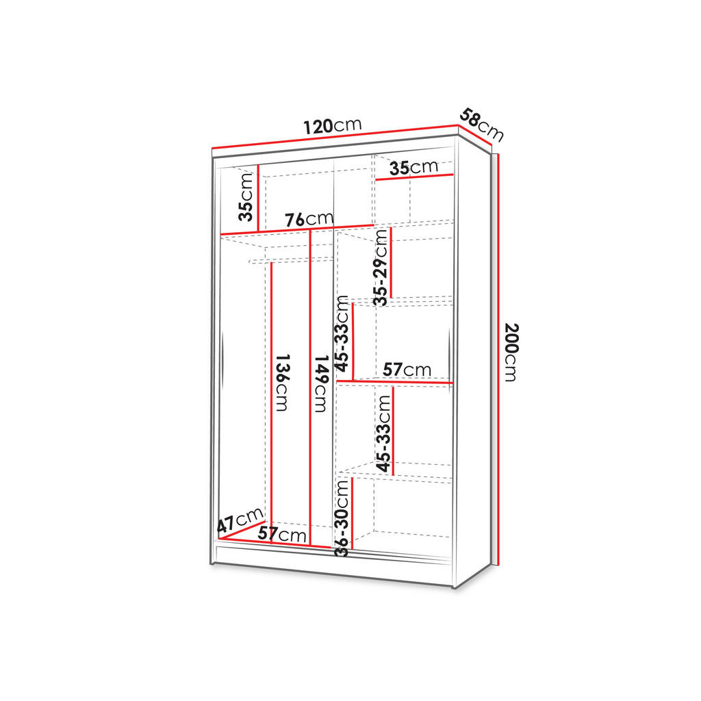 Thumbnail - Mirjan24 Schwebetürenschrank, Weiß, Sonoma Eiche, Holzwerkstoff, 5 Fächer, Rechteckig, 120x200x58 cm, Schlafzimmer, Klei...