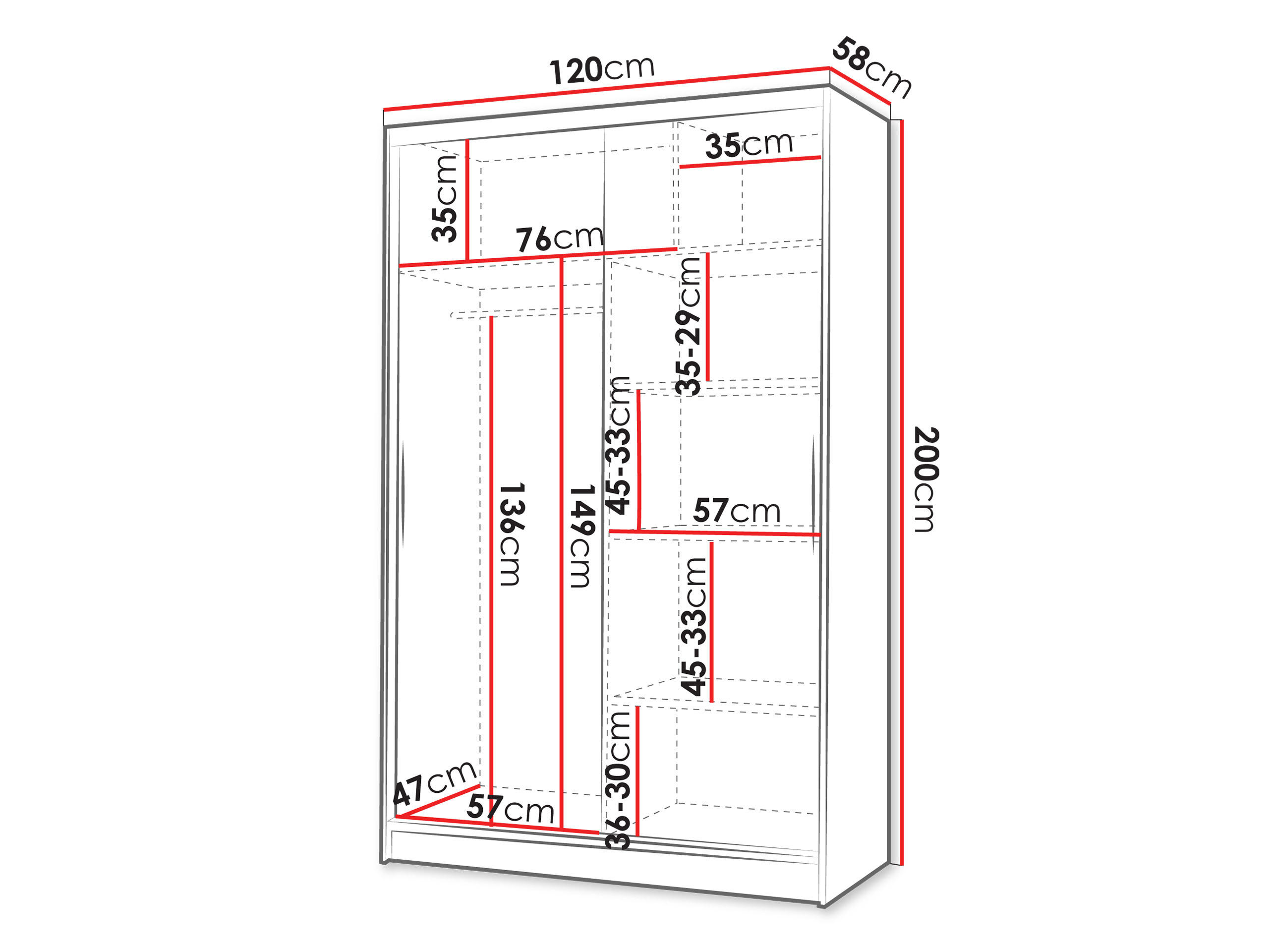 Thumbnail - Mirjan24 Schwebetürenschrank, Schwarz, Weiß, Holzwerkstoff, 5 Fächer, Rechteckig, 120x200x58 cm, Schlafzimmer, Kleidersc...