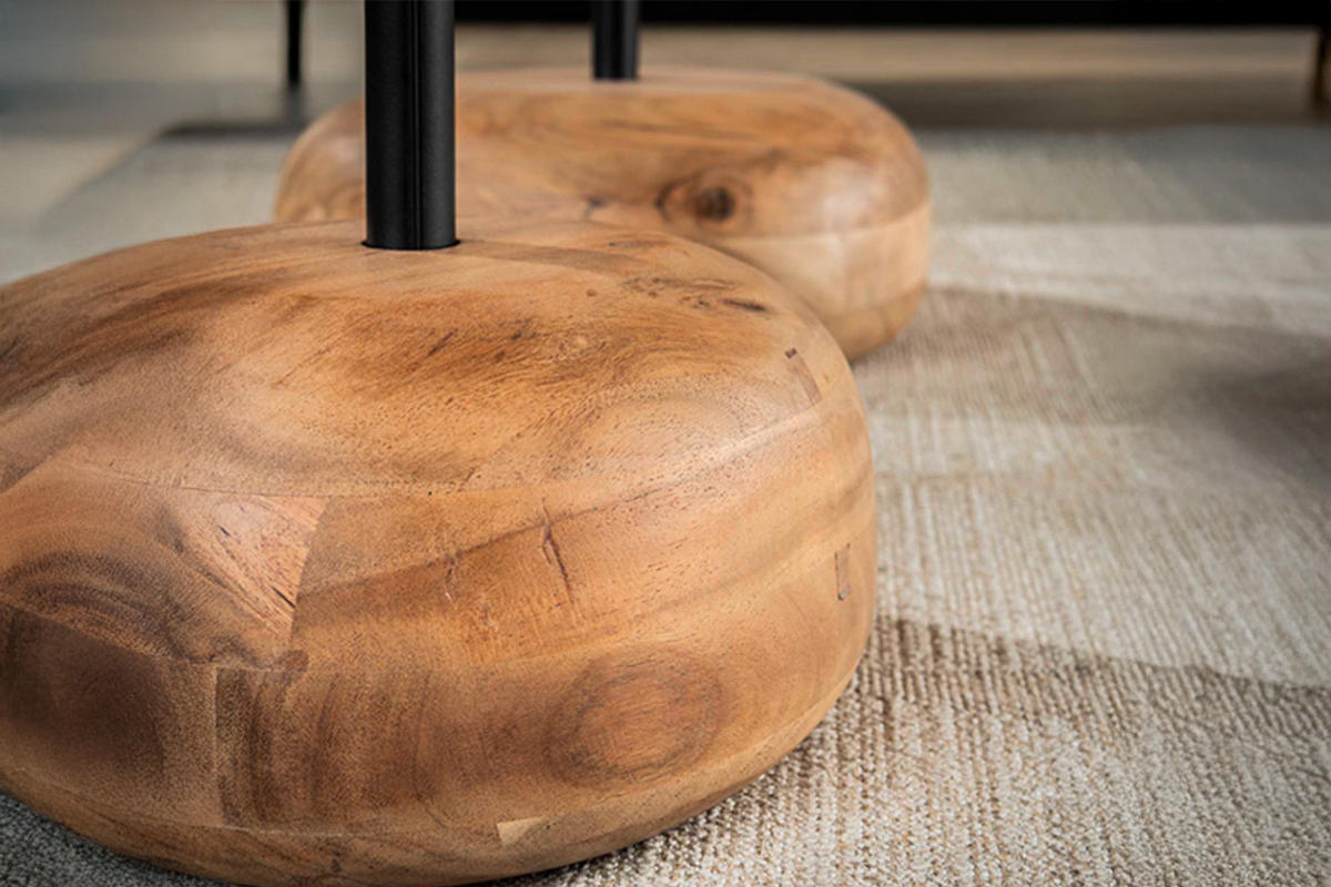 COUCHTISCH-SET EVI Braun Akazie - Braun, Akazienholz/Holz (84/78/40cm) - KAWOLA