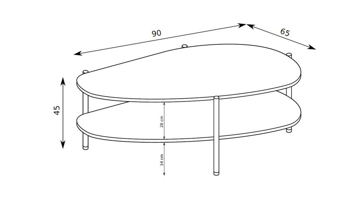 COUCHTISCH Lumi Schwarz, mit Regal - Schwarz, Holzwerkstoff (65/90/45cm) - Bettso
