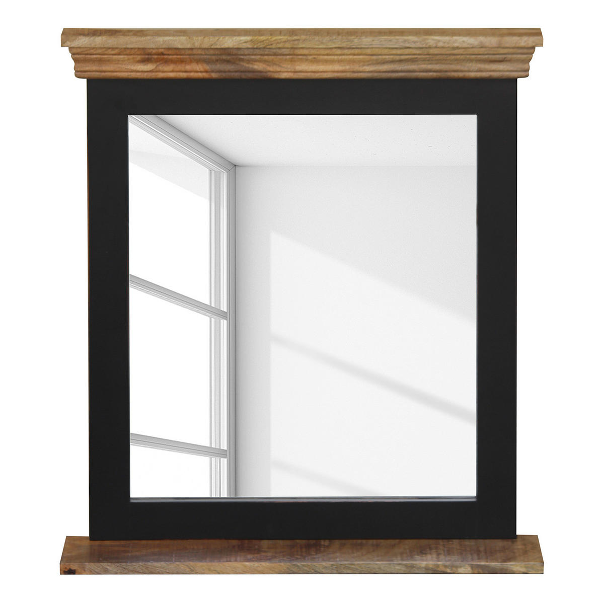 MASSIVER SPIEGEL - Mango Massiv - Schwarz, Holz/Holzwerkstoff (70/80/13cm) - home24