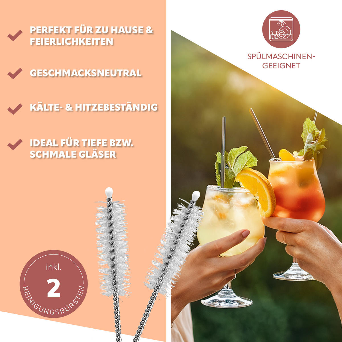 TRINKHALM-LÖFFEL 12er-Set, silber, Edelstahl - Edelstahlfarben, Metall (0.4/18.5cm) - bremermann