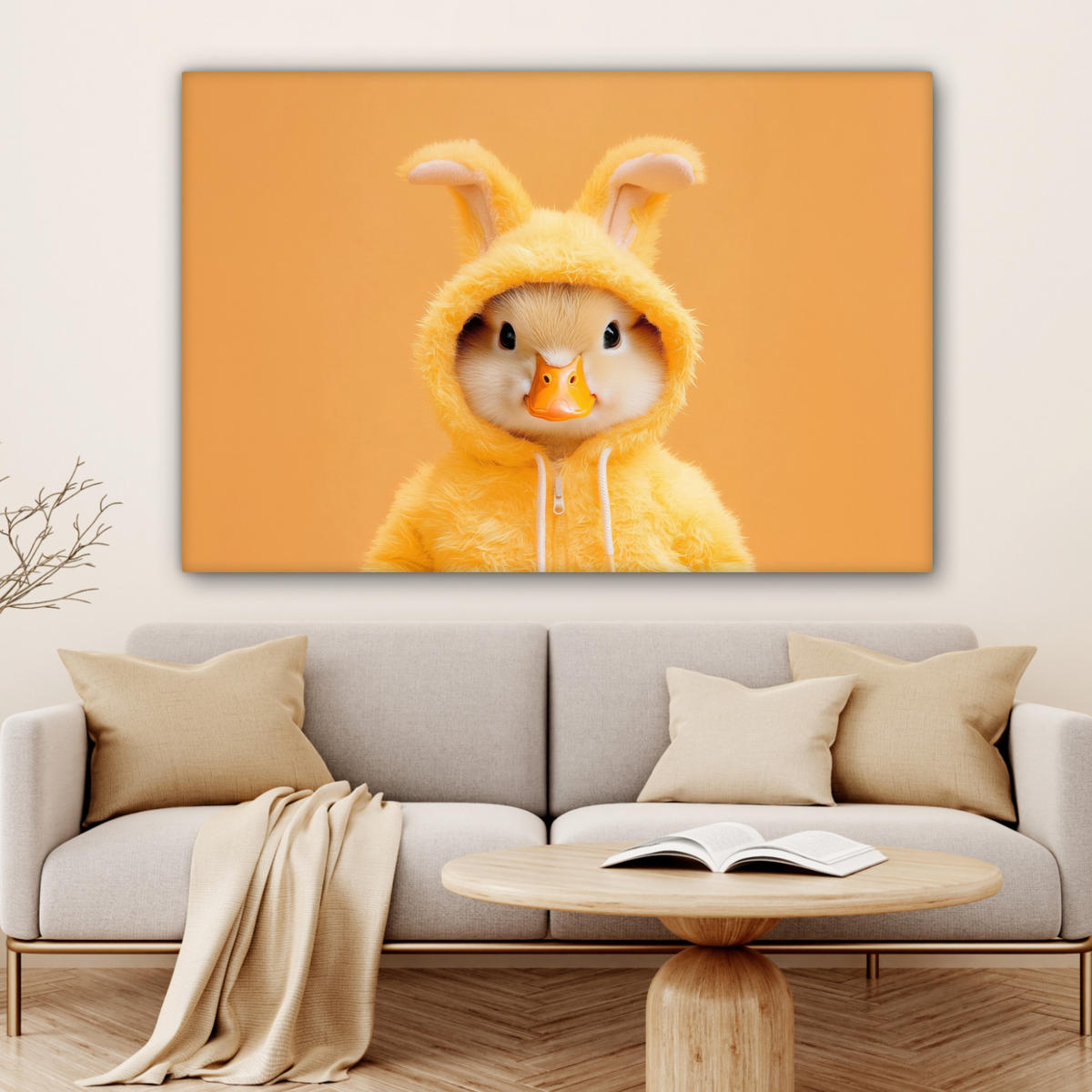 LEINWANDBILD Osterhase - Kostüm - Ente Groß 140x90 cm - Gelb, Textil (140/90cm) - MuchoWow