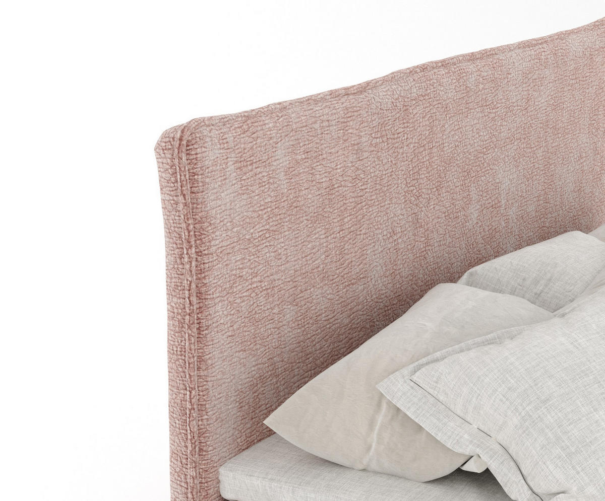 BOXBETT Peru Rosa 160/200 cm im Chenille-Stoff - Pink/Schwarz, Holz/Holzwerkstoff (160/200cm) - Maison de Reve