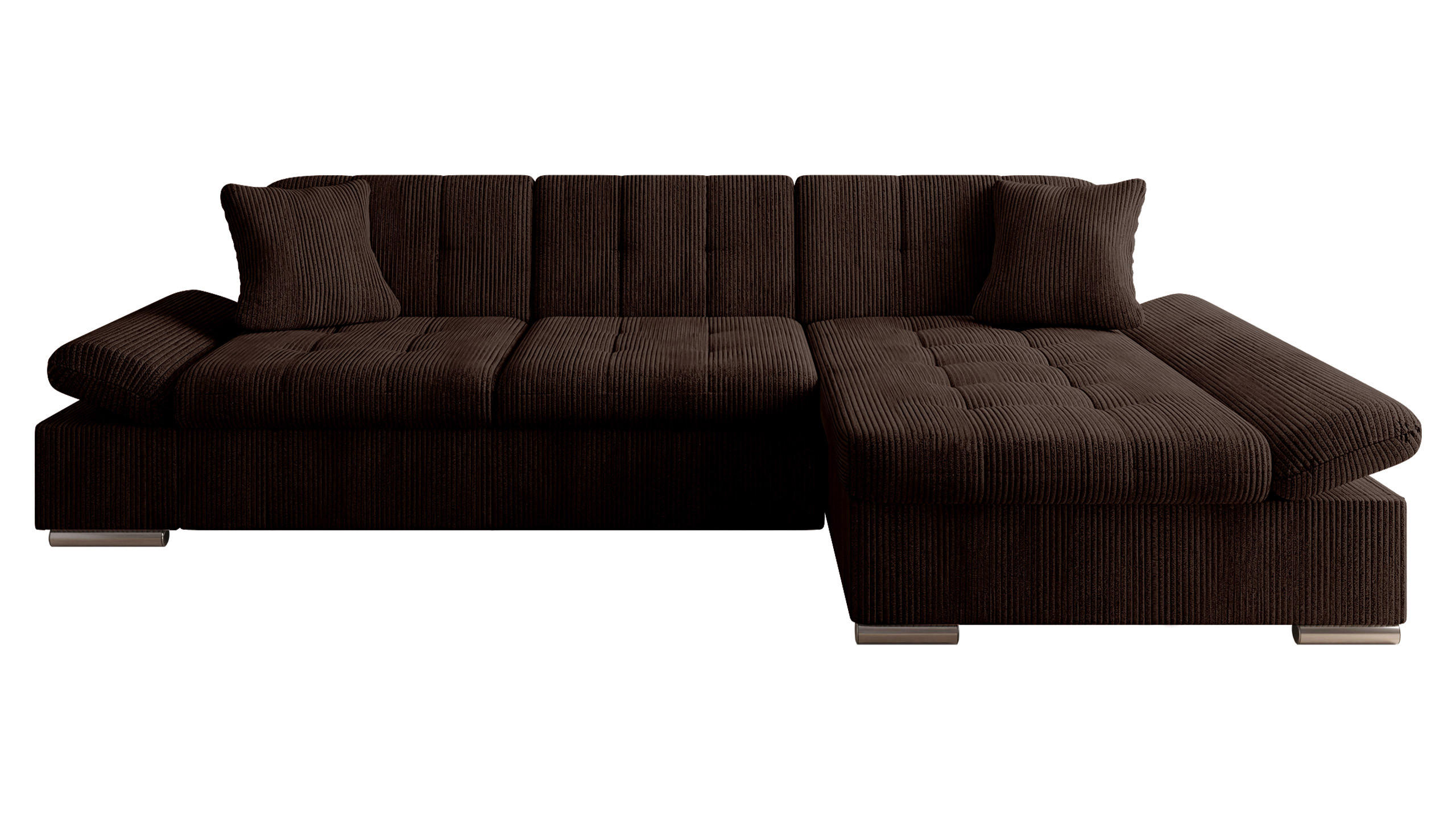 ECKSOFA Montana Cord, Seite: Rechts - Braun, Holz/Textil (278/161cm) - MIRJAN24