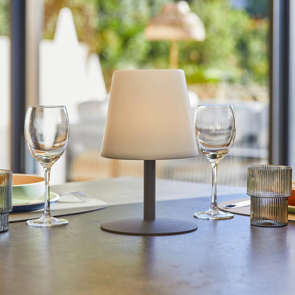 STANDY H25CM Kabellose Tischleuchte - Grau, Metall (18/16/26cm) - Lumisky