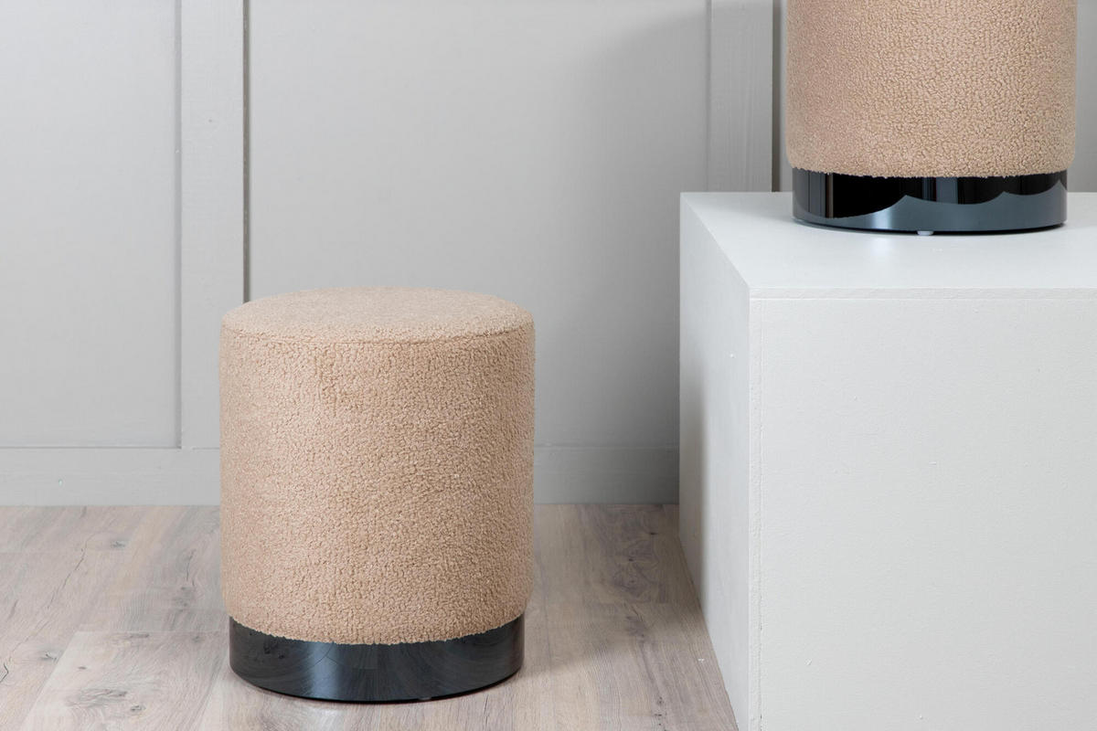 POUF beige schwarz - Beige, Holzwerkstoff (35/43/35cm) - ebuy24