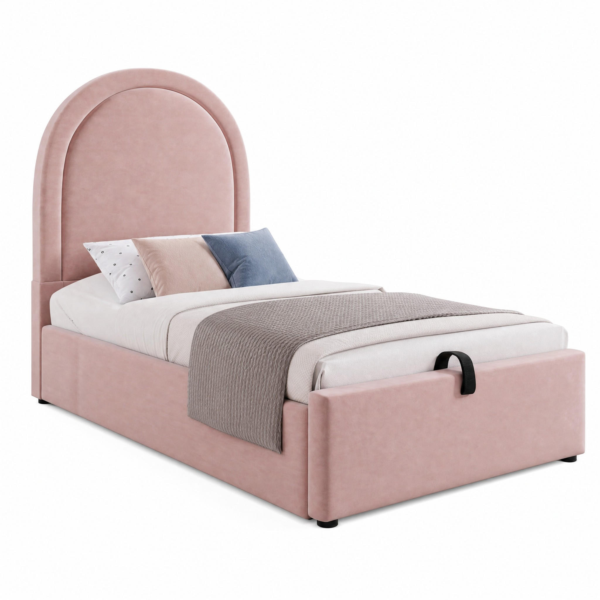 KINDERBETT mit Stauraum 90x200 cm Samt Pink - Pink, Metall (90/200cm) - Meubliv
