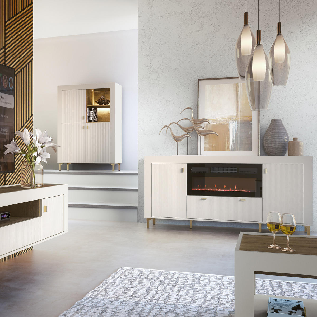 LOWBOARD Monta mit 2 Türen und 1 Schublade, Kaschmir - Kaschmir, Holzwerkstoff (177/52/40cm) - Beautysofa