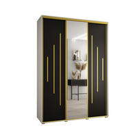 SCHWEBETÜRENSCHRANK 235,2/180/45 3-türig - Goldfarben/Schwarz, Holz/Metall (180/235/45cm) - Abiks Möbel