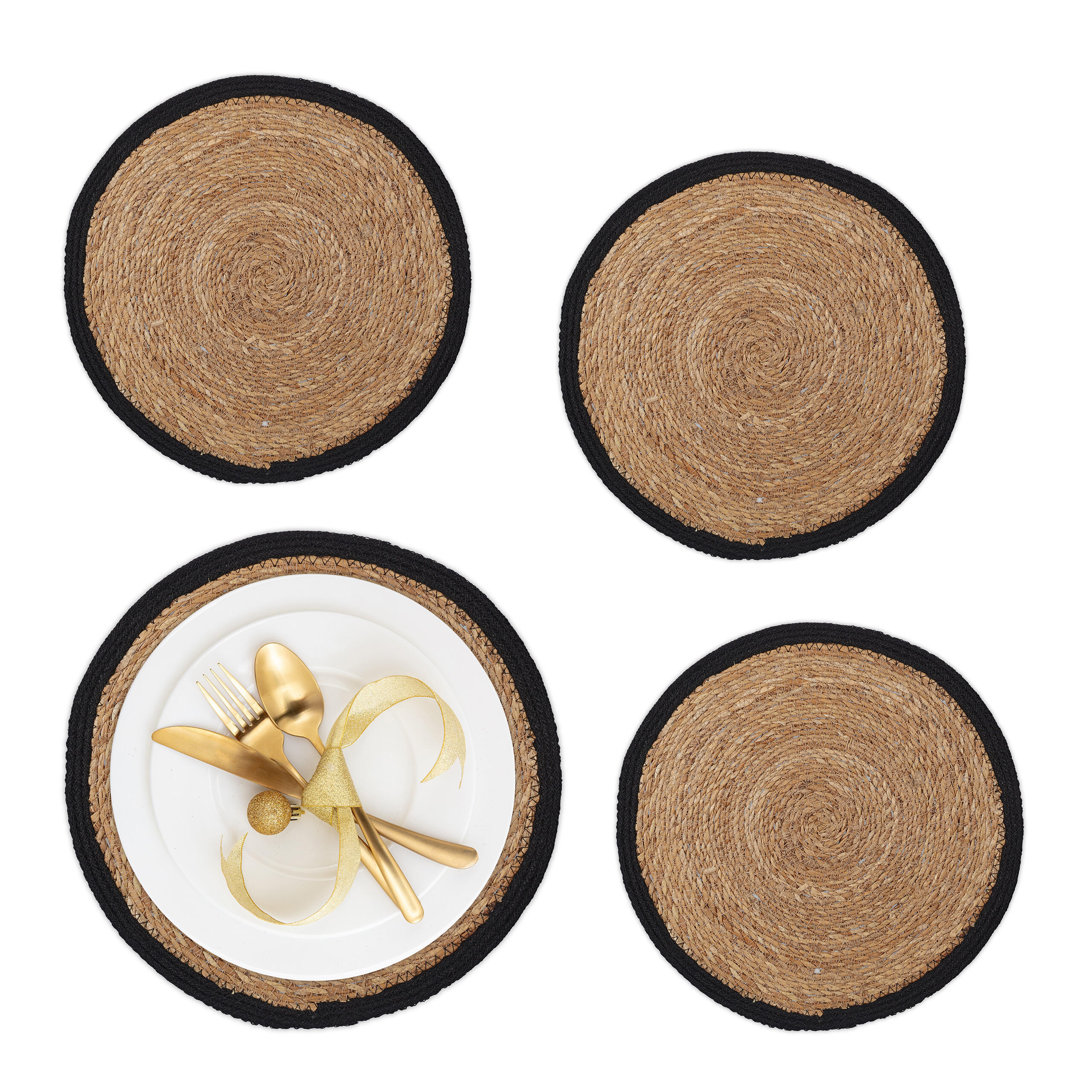 4TLG.TISCHSET - Hellbraun, Textil (37cm) - Relaxdays