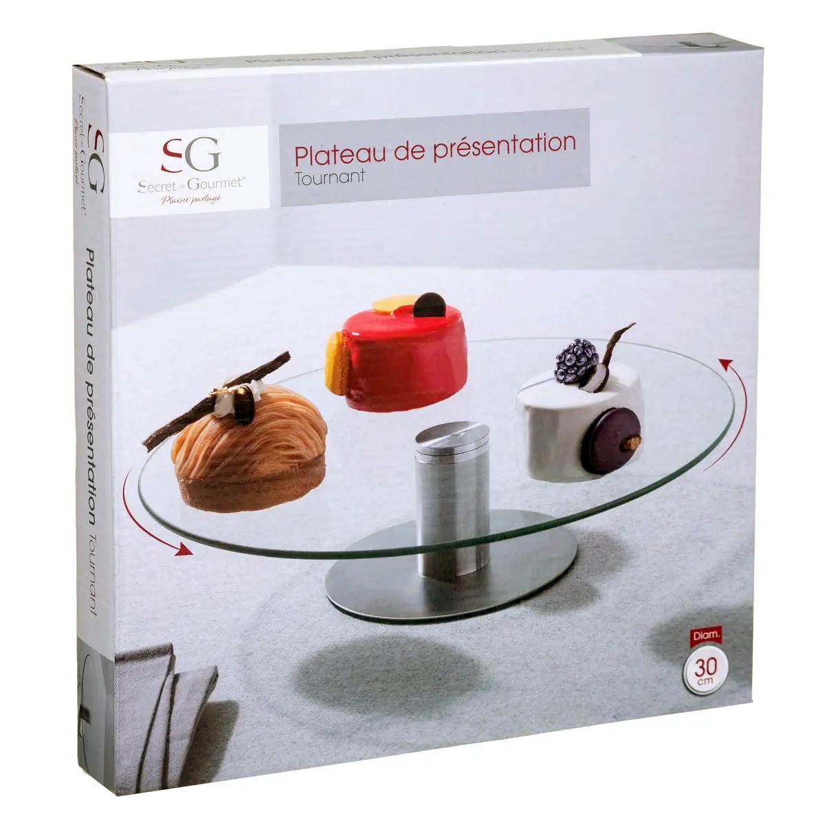 TORTENPLATTE Drehteller für Torte Transparent 9,5/7/28 cm - Transparent, Glas (28cm) - Secret de Gourmet