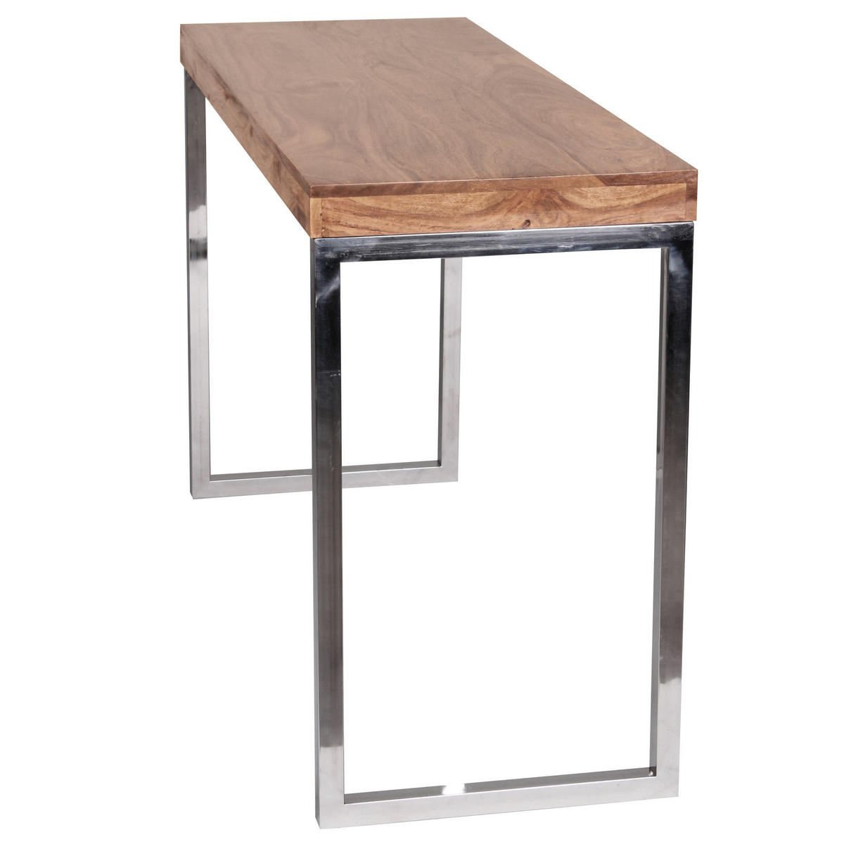 KONSOLENTISCH Massivholz Chromgestell Handgefertigt ISEN, Beige 120x45x77 cm - Beige/Silberfarben, Holz/Metall (45/120/77cm) - KADIMA DESIGN