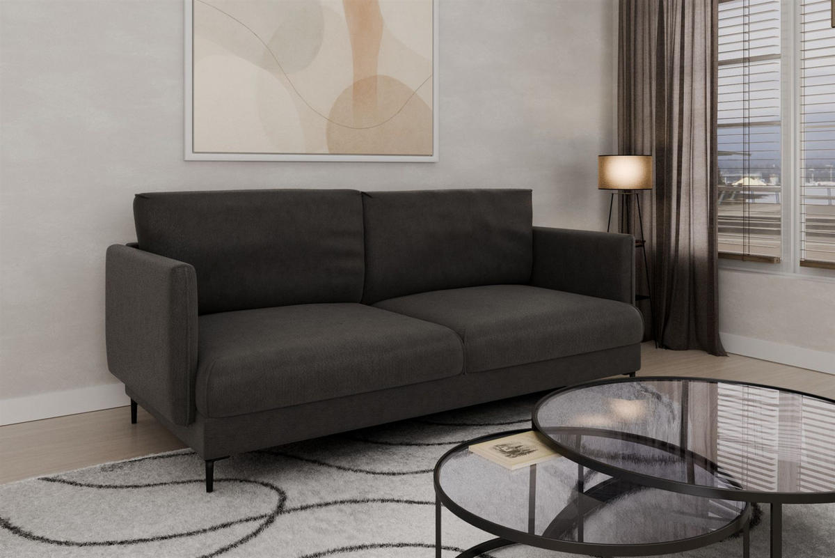 SOFASET Helmer 3-2-1 In Stoff Vibe - Anthrazit, Holzwerkstoff/Textil (226/95/95cm) - Fun Möbel