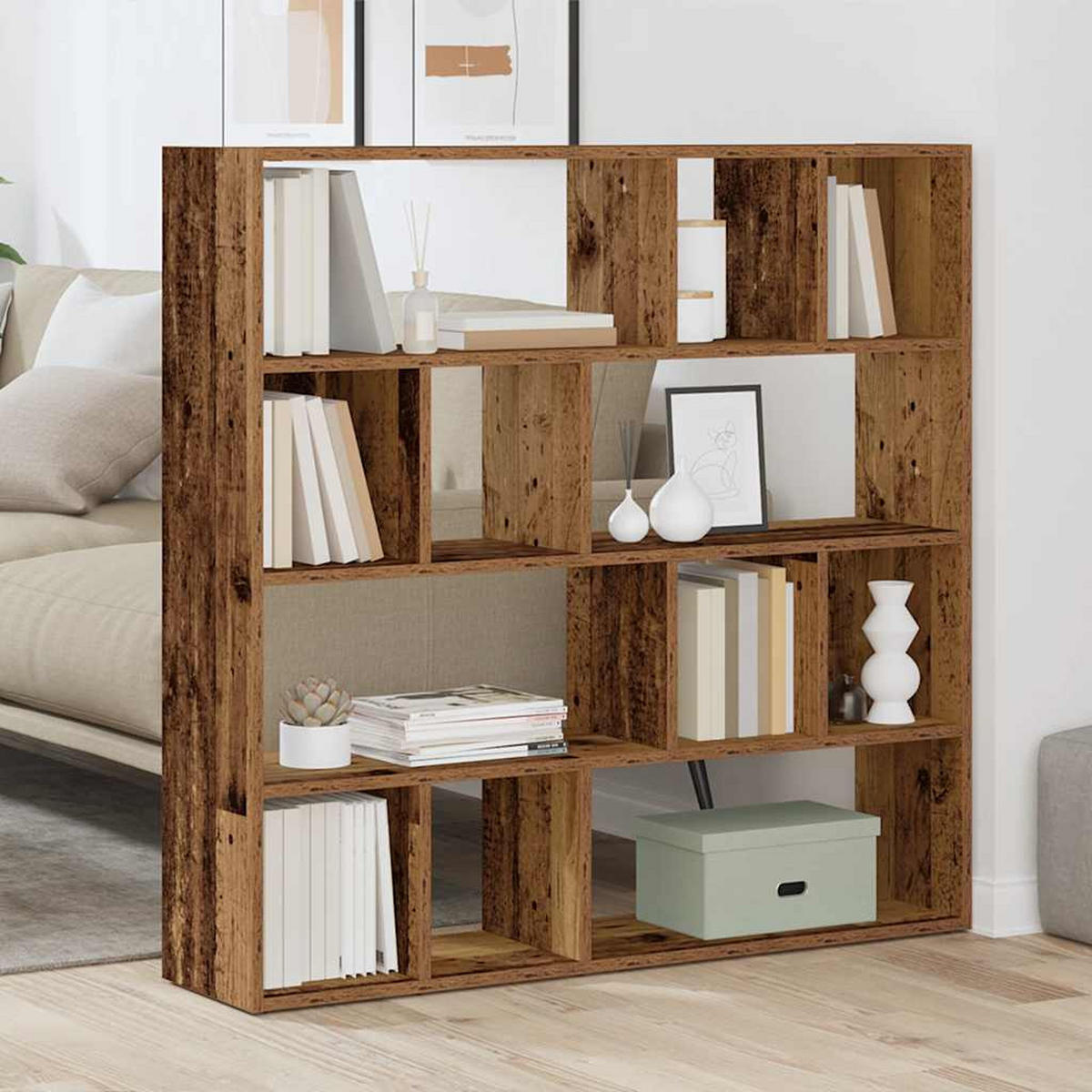 BÜCHERREGAL/RAUMTEILER Altholz-Optik 105/24/102 Cm - Braun, Holzwerkstoff (24/102/105cm) - vidaXL