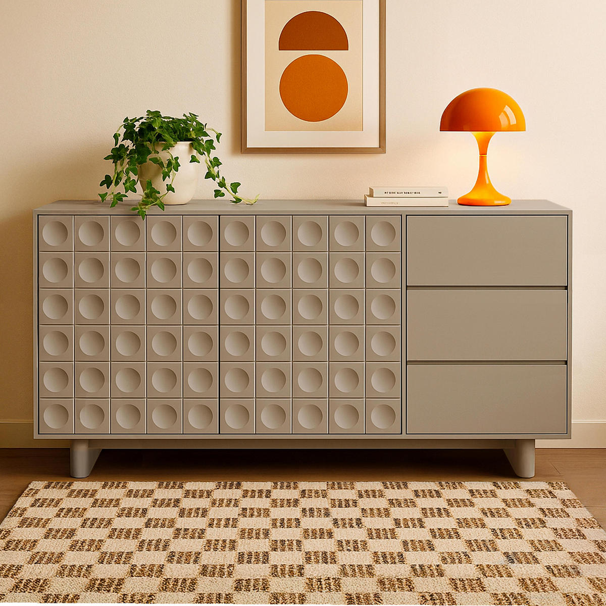 SIDEBOARD, Beigefarbe - Beige, Holz (40/78/160cm) - Oviala