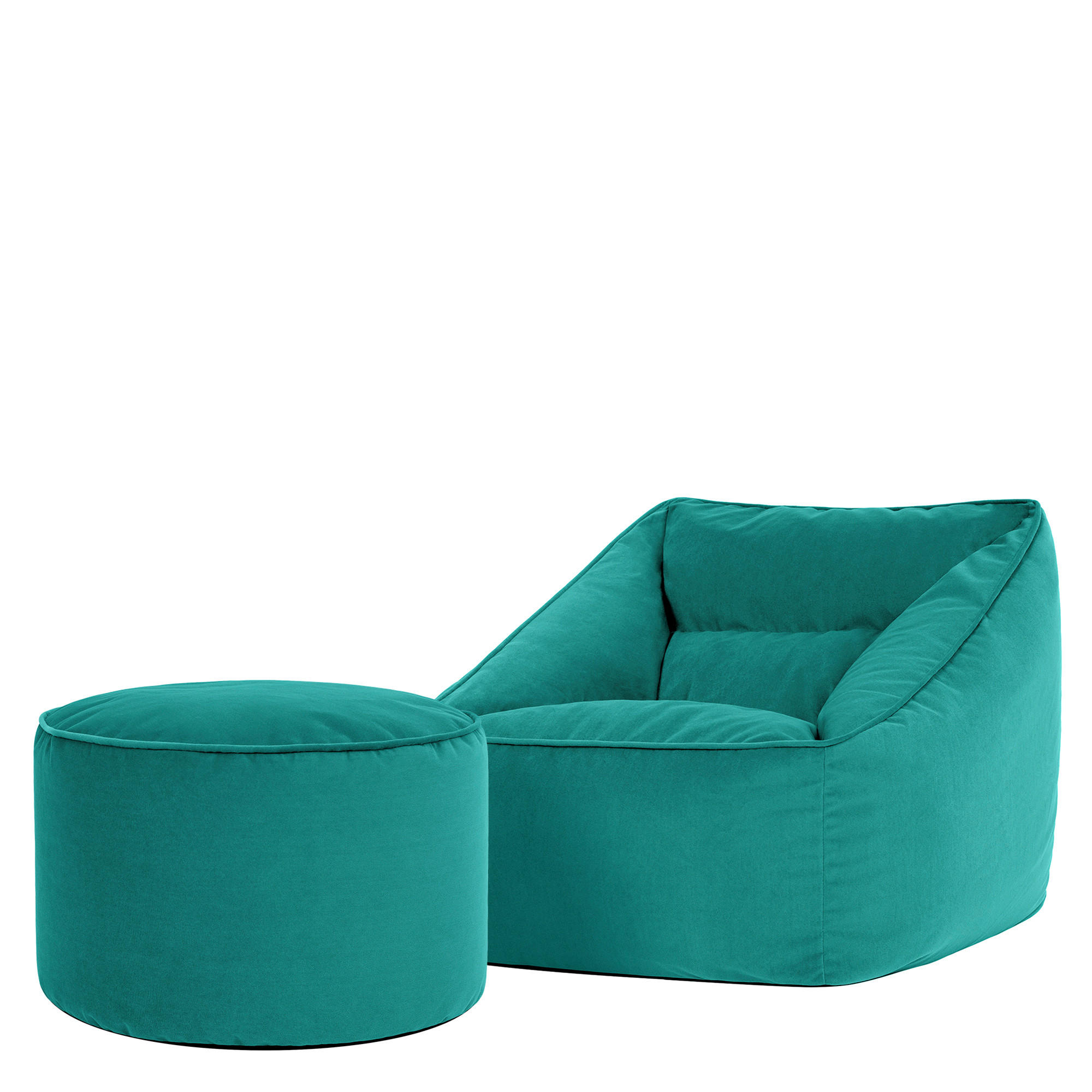SITZSACK Natalia Samt Sessel mit Milano Fußhocker - Grün, Textil (70/65/70cm) - icon