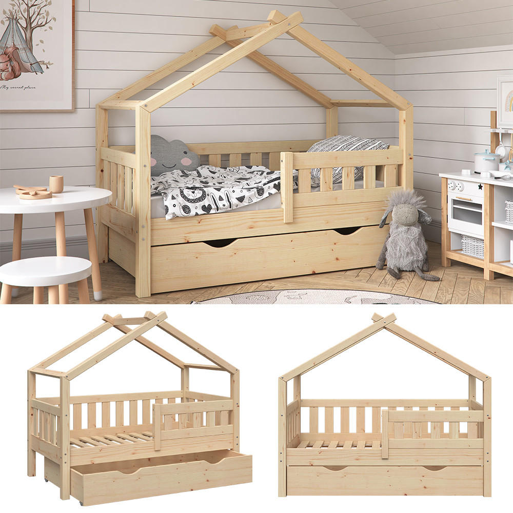 HAUSBETT Design Braun 70x140 cm mit Schublade - Braun, Holz (70/140cm) - VitaliSpa