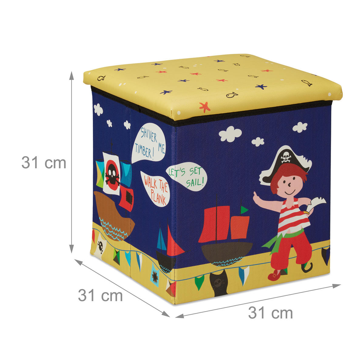 SITZHOCKER - Multicolor, Holzwerkstoff/Kunststoff (31/31/31cm) - Relaxdays