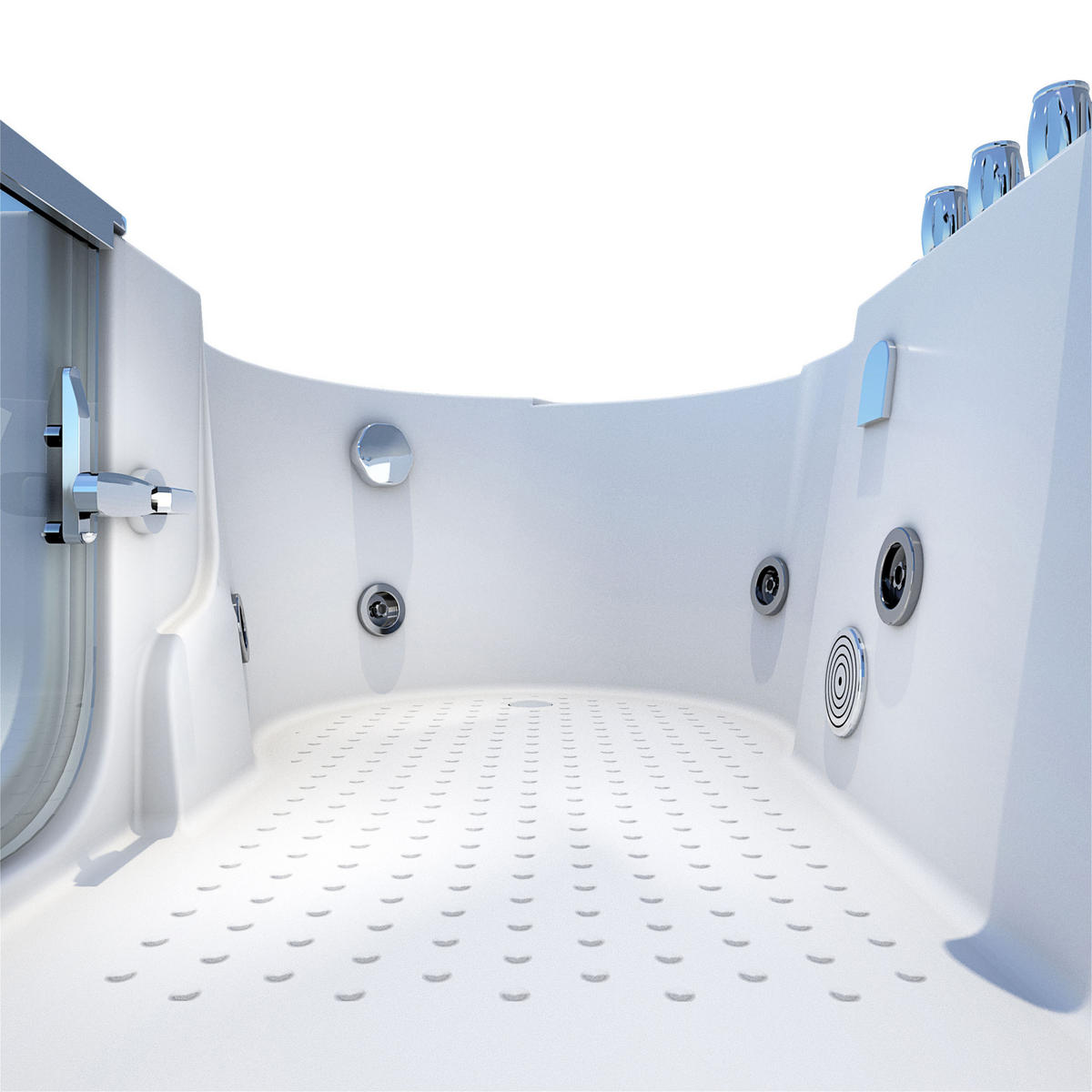 SITZWANNE Whirlpool Badewanne mit Tür S12-TH-WP-R 85x170 cm - Weiß, Glas/Kunststoff (170/60/85cm) - AcquaVapore by Sandra Jentho