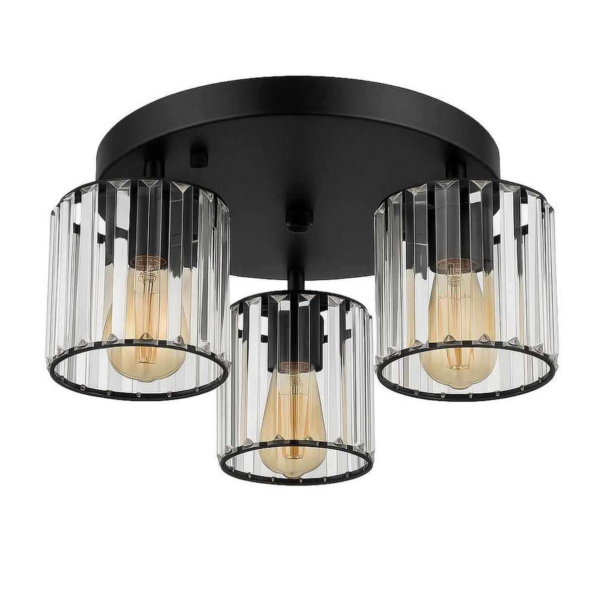 LED DECKENLEUCHTE Metall Schwarz Kristalle Klar - Schwarz, Metall (35/35/18cm) - Globo Lighting