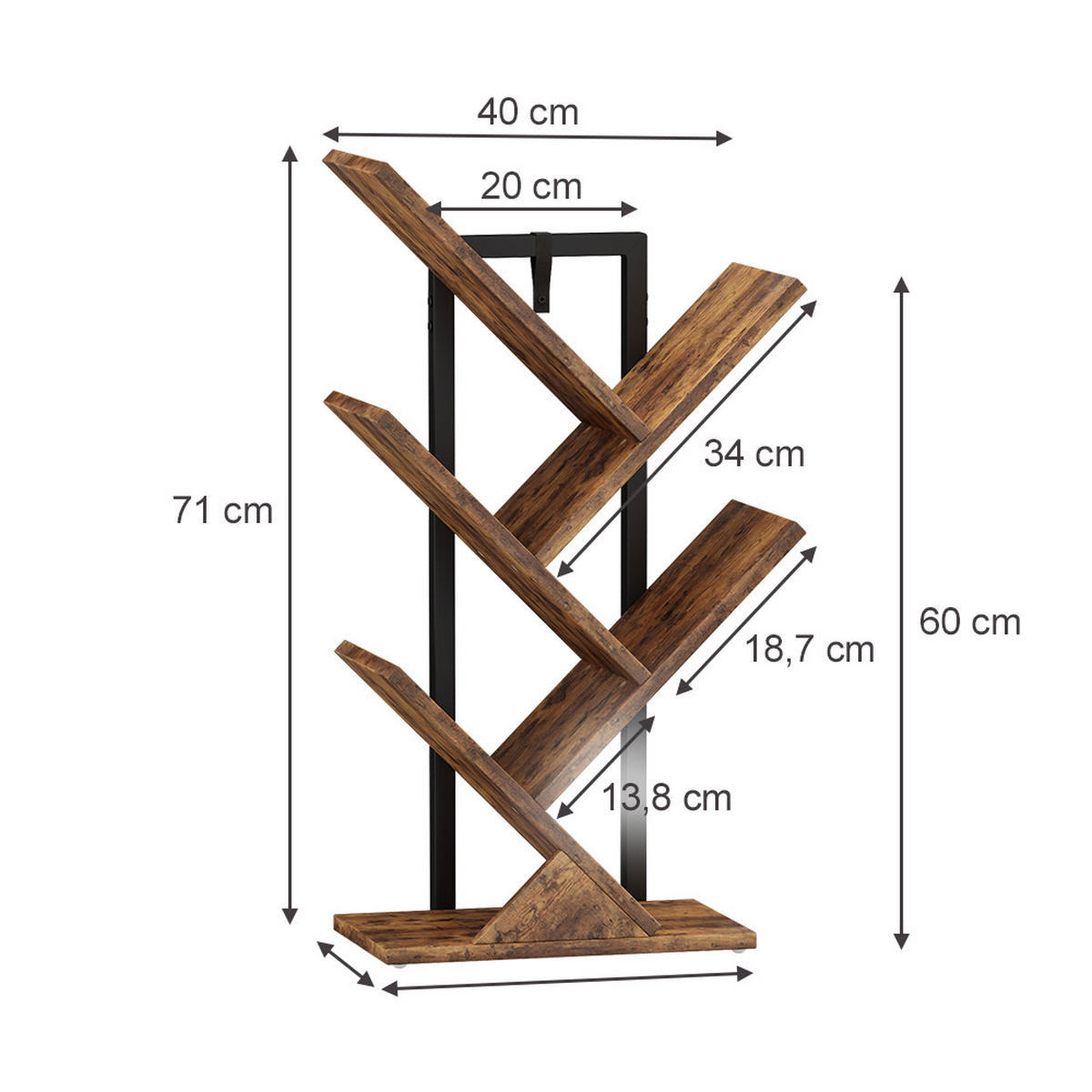 BÜCHERREGAL Fyrk Antikholz 40 x 71 cm - Eichefarben, Holzwerkstoff (40/71/20cm) - Vicco