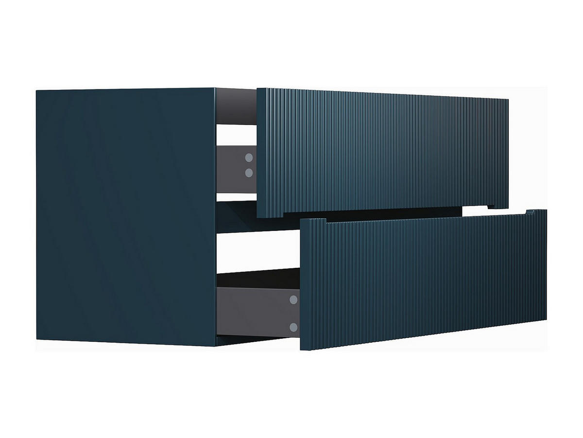 WASCHBECKENUNTERSCHRANK hängend - 120 cm - Blau gerippt - PAVANI - Blau, Holz (120/55/45.5cm) - Vente-Unique