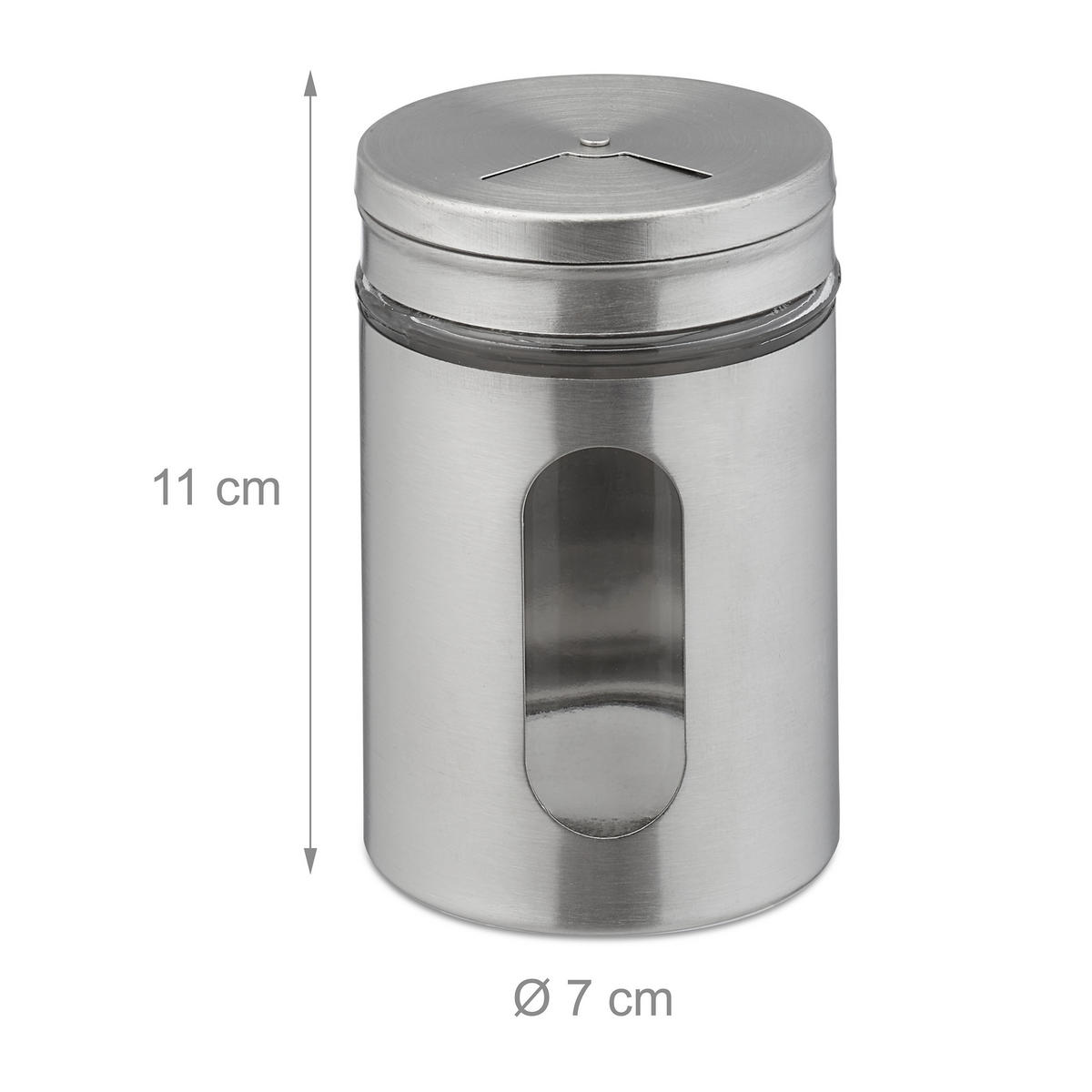 6XGEWÜRZSTREUER - Silberfarben, Glas/Metall (7/11/7cm) - Relaxdays