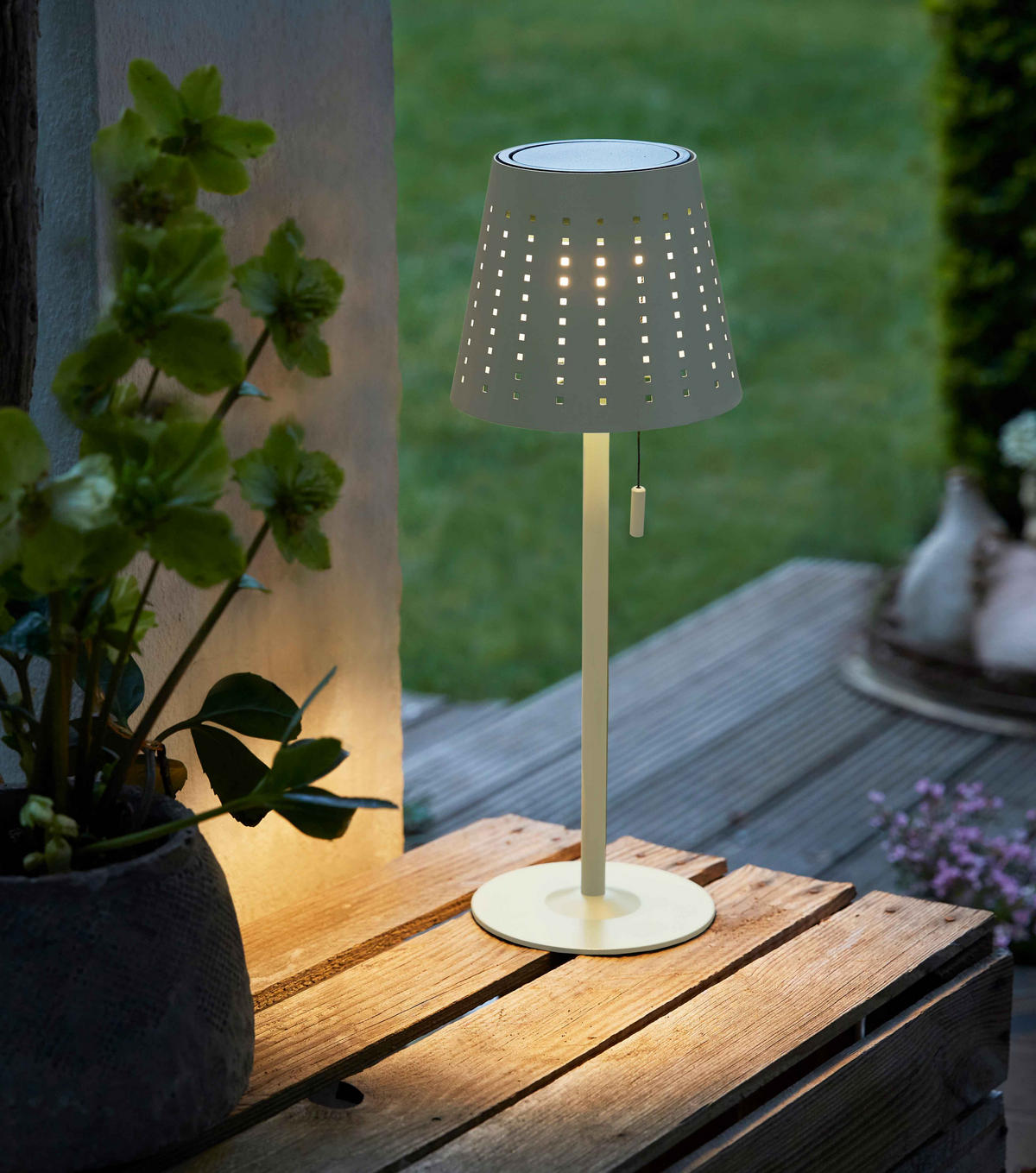 LED-AUSSEN-TISCHLEUCHTE - elfenbein-beige, wetterfest, dimmbar mit 2200mAh Akku und Solar-Ladung, 2er-Set - Beige, Metall (24.5/50/24.5cm) - Northpoint