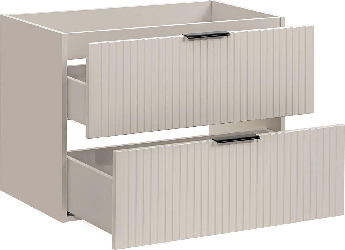 WASCHBECKENUNTERSCHRANK Niva hängend mit Rillenfronten in Matt Kaschmir, 80/57/46 cm - Kaschmir/Beige, Holzwerkstoff/Kunststoff (80/57/46cm) - WFL GROUP