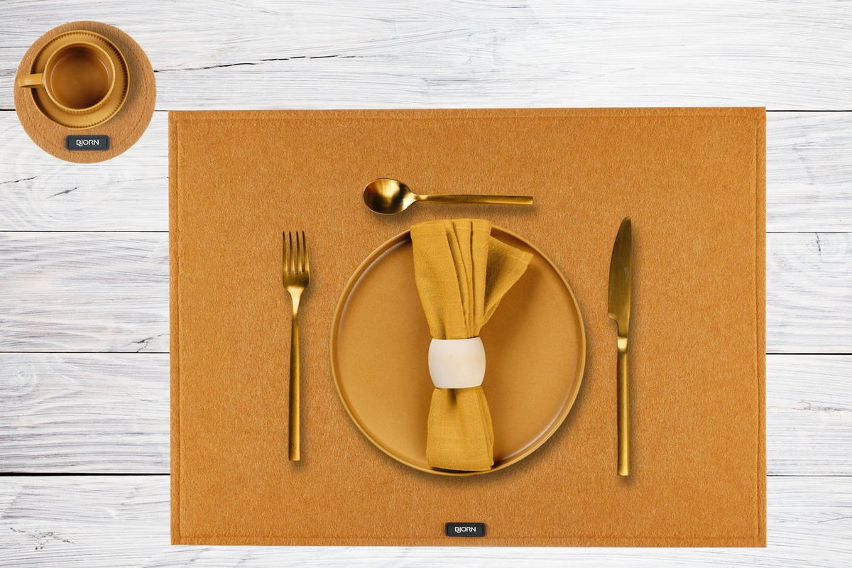 TISCHSET - 6er-Set - Recycelter Filz in Braun - Braun, Textil (33/45cm) - Björn