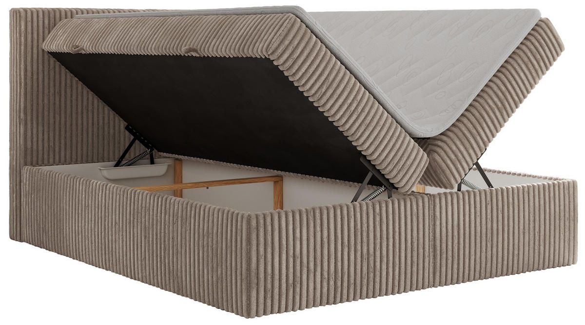 BOXBETT TILIANO 160/200 - Hellbraun Cord - H3 - Hellbraun, Textil (160/200cm)