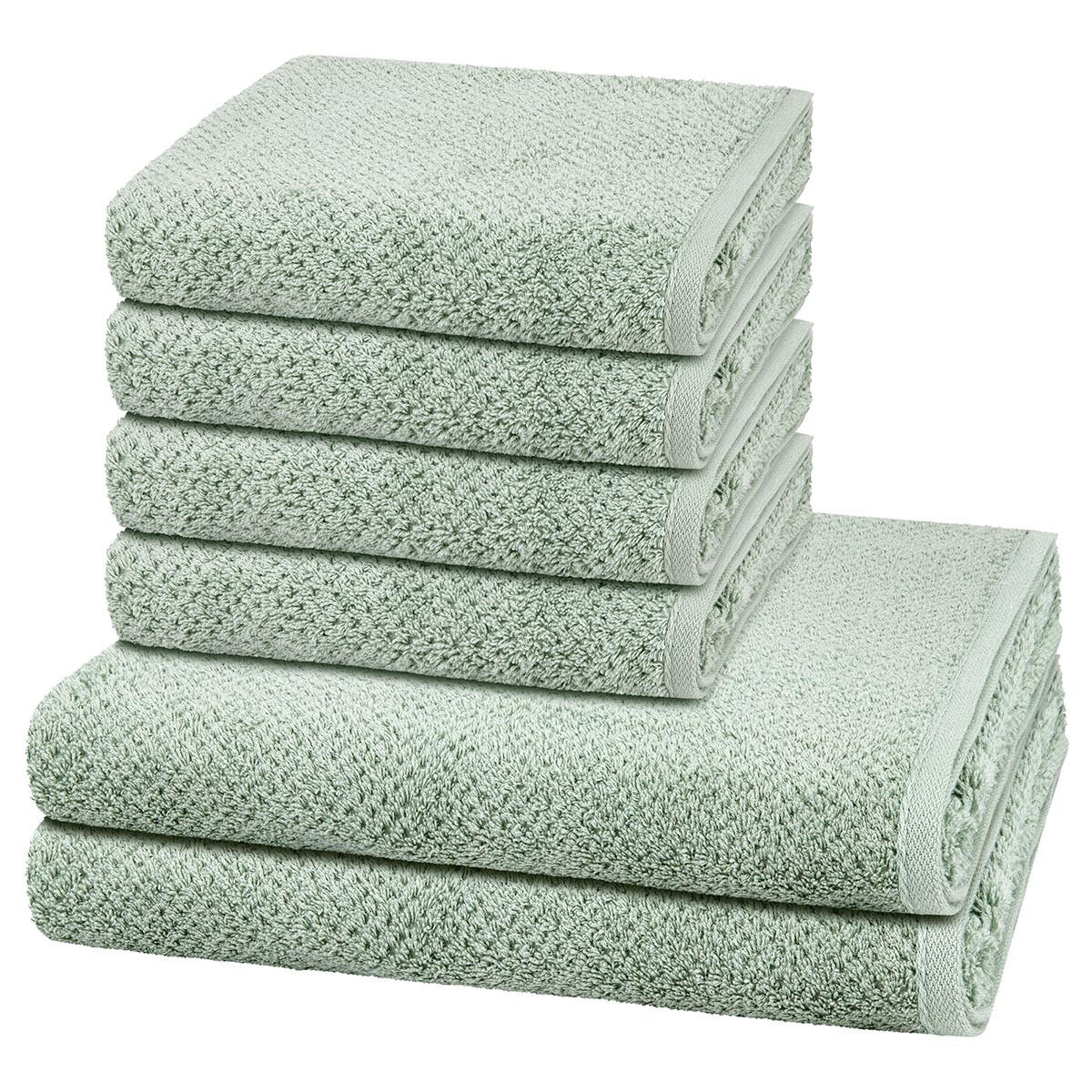 FROTTIERSET Pure 6-teilig - Grün, Textil (50/100cm) - Cawö