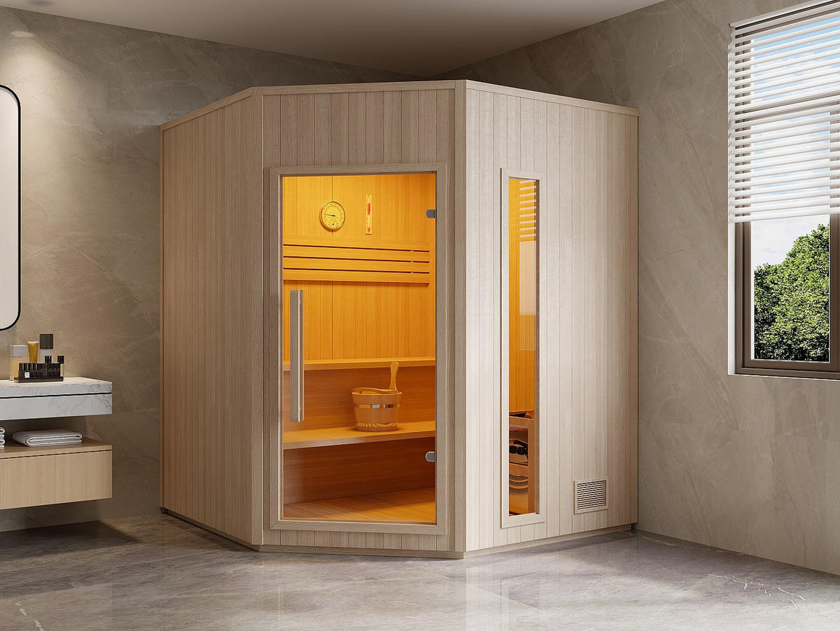 FINNISCHE Sauna - 6 Personen - Holz, Platte - Naturfarben Hell - - Naturfarben, Holz (180/210/180cm) - Vente-Unique