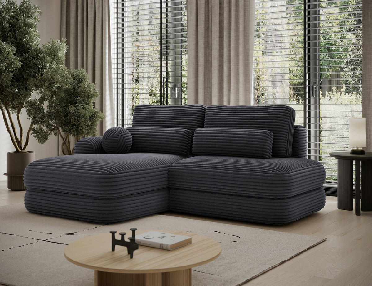 ECKSOFA RIPELI L-Form mit Schlaffunktion & Bettkasten – Modernes 3-Sitzer Sofa, Wellenfederung, 217 × 175 cm - Schwarz, Kunststoff (217/175cm) - Wohnideebilder