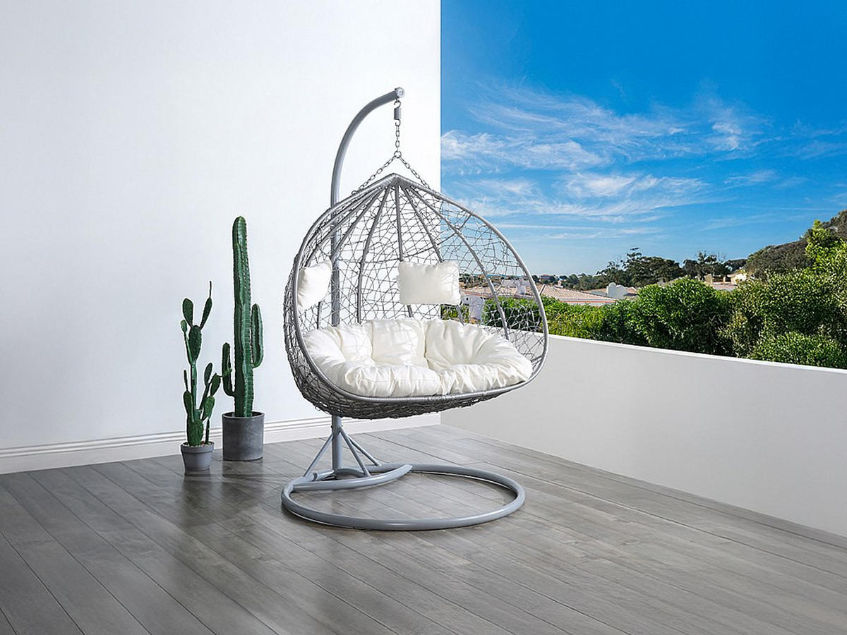 HÄNGESESSEL - 2 Personen - Harz - Grau - - Grau, Kunststoff (120/200/120cm) - Vente-Unique