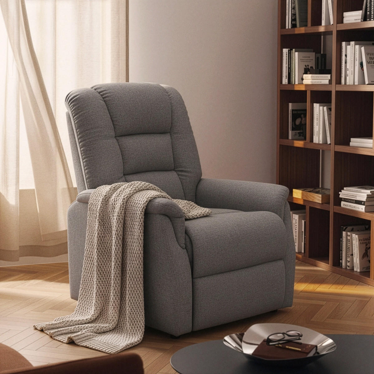LIFTSESSEL elektrisch Emma Plus - Grau - Grau, Textil (80/107/157cm) - Pasmara
