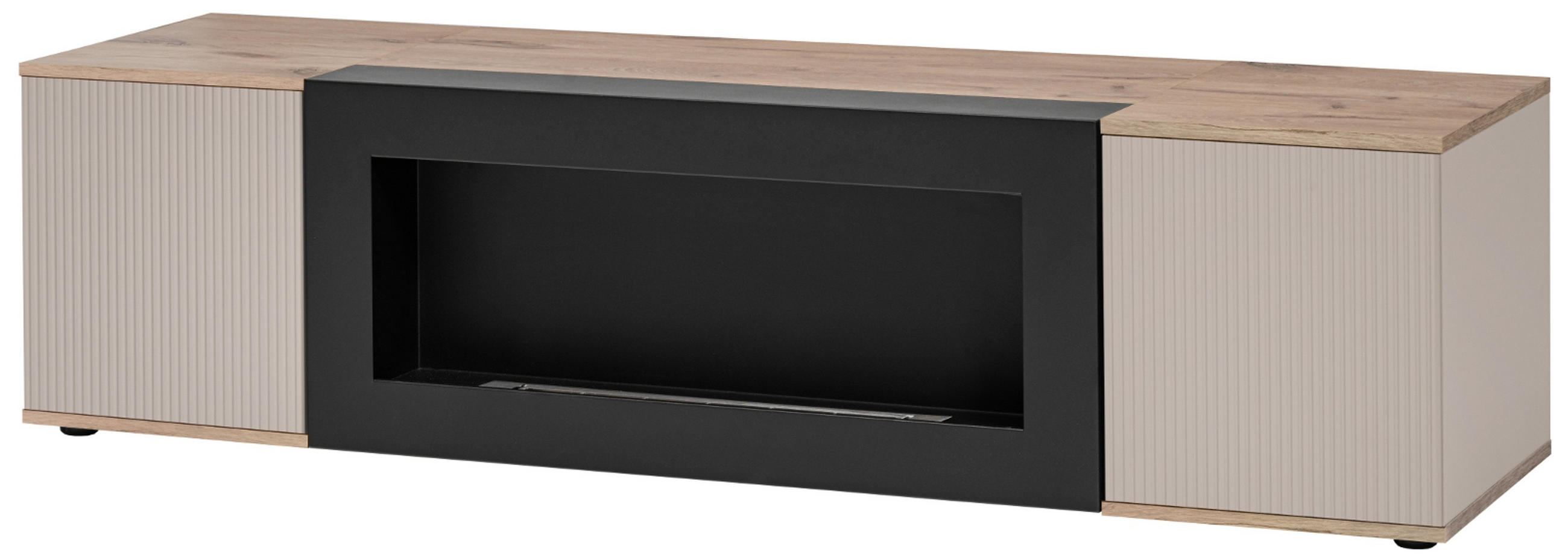 TV-LOWBOARD Viking Eiche, Kaschmir 160 cm, TV Unterschrank mit Ethanol Kamin - Kaschmir/Eichefarben, Holzwerkstoff/Kunststoff (160/45/42cm) - Inn.Furn