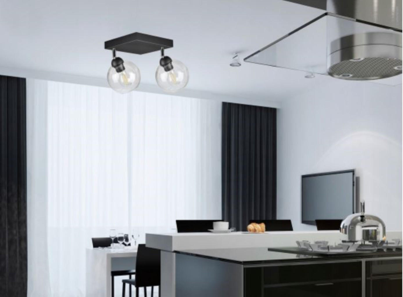DECKENLEUCHTE HAGEN - Transparent, Glas/Metall (21/21/21cm) - kiki design