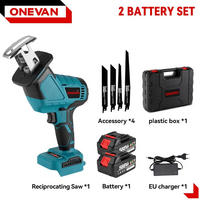 KETTENSÄGE Bürstenlose Blau Mit Sägeblatt Für Makita 18V batterie Pin Mit 2 Akkus - Blau, Metall (15/7/45cm) - Coonoor
