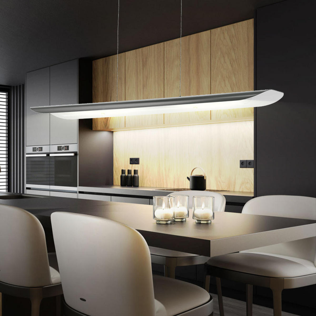 LED HÄNGELEUCHTE ZUBIA Grau Stahl Glas - Grau, Glas (90/12/110cm)