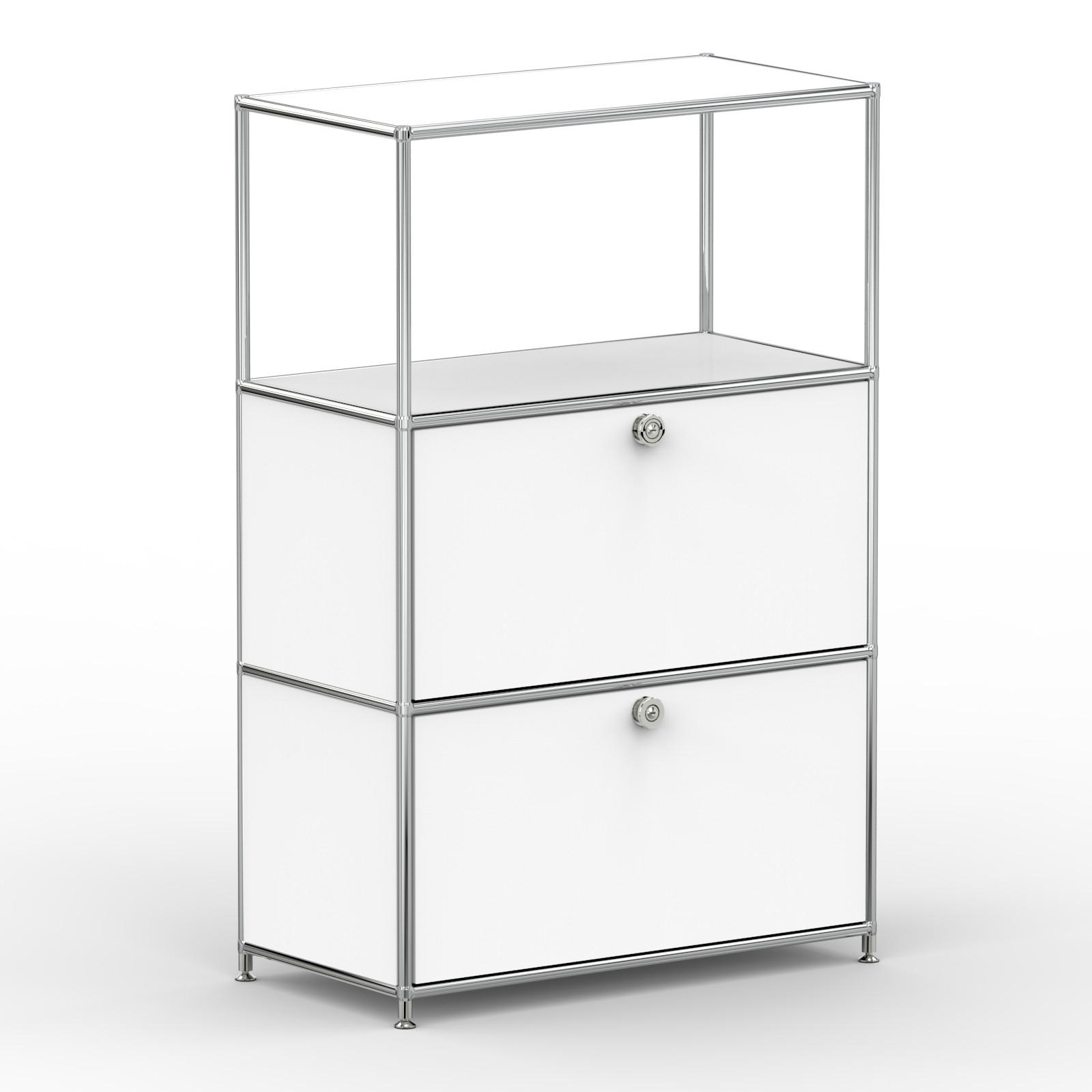 HOCHSCHRANK, 1 offenes Fach, 2 Klappen, Breite 77 cm, Signalweiß - Chromfarben/Silberfarben, Metall (40/118/77.2cm) - Versee