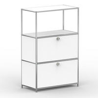 HOCHSCHRANK, 1 offenes Fach, 2 Klappen, Breite 77 cm, Signalweiß - Chromfarben/Silberfarben, Metall (40/118/77.2cm) - Versee