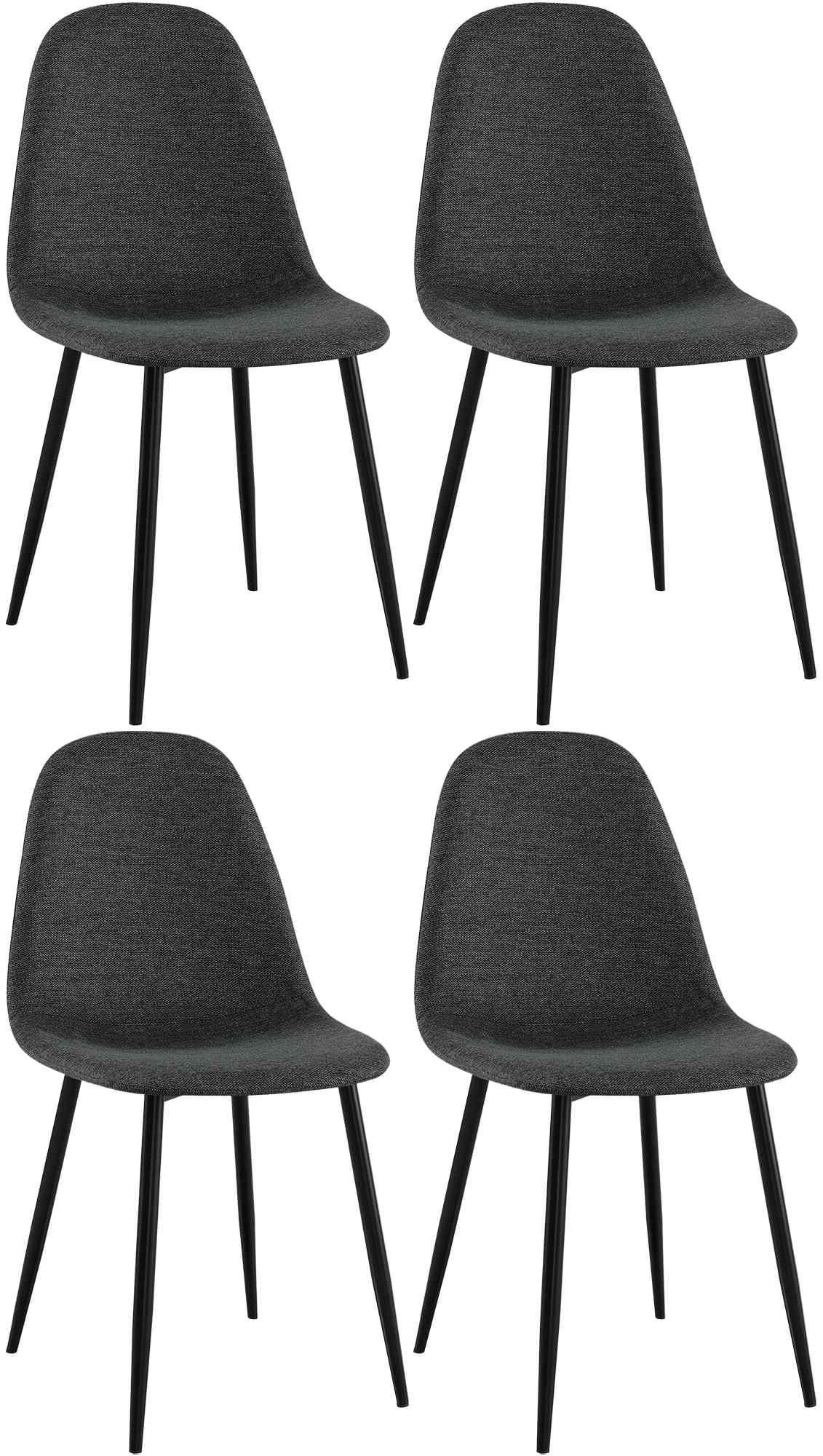 STUHL 4 Stoff Schwarz - Schwarz, Textil/Metall (44/88/51cm) - CLP
