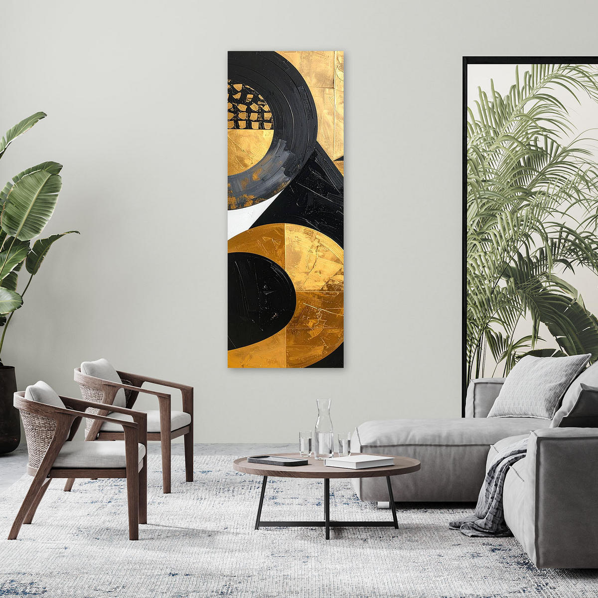 LEINWANDBILD 3D und geometrisch 50x150cm - Goldfarben, Textil (50/150cm) - Feeby