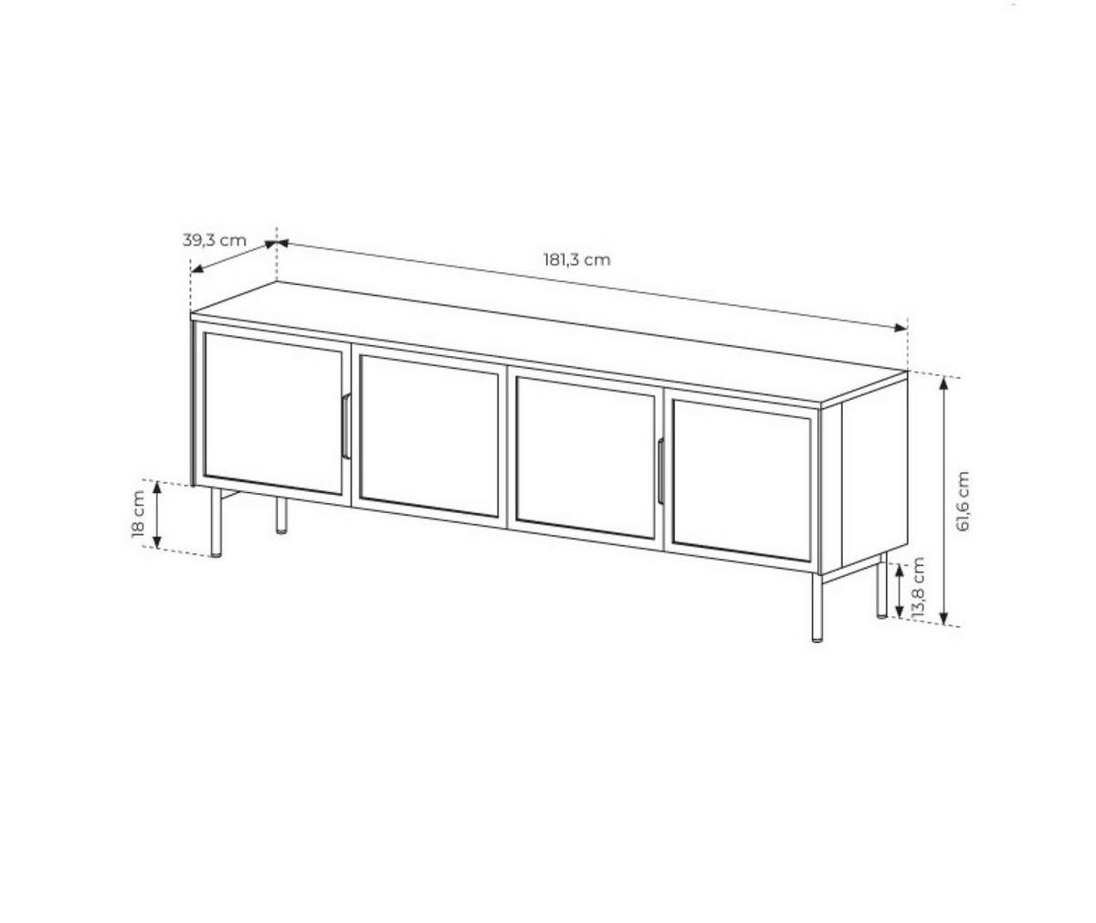 LOWBOARD GLORIA 181,3/61,6/39,3 cm, Kaschmir - Kaschmir, Holzwerkstoff (181.3/61.6/39.3cm) - MASSENO