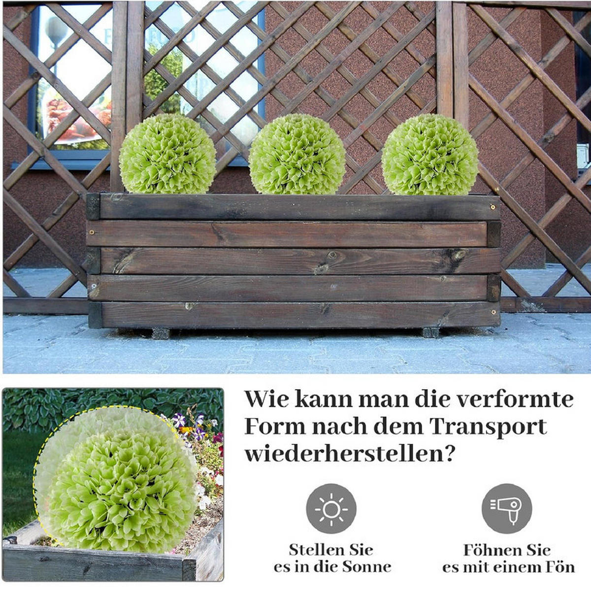 BUCHSBAUMKUGEL UV-beständig grün(2er-Set) - Grün, Kunststoff (28cm) - COSTWAY