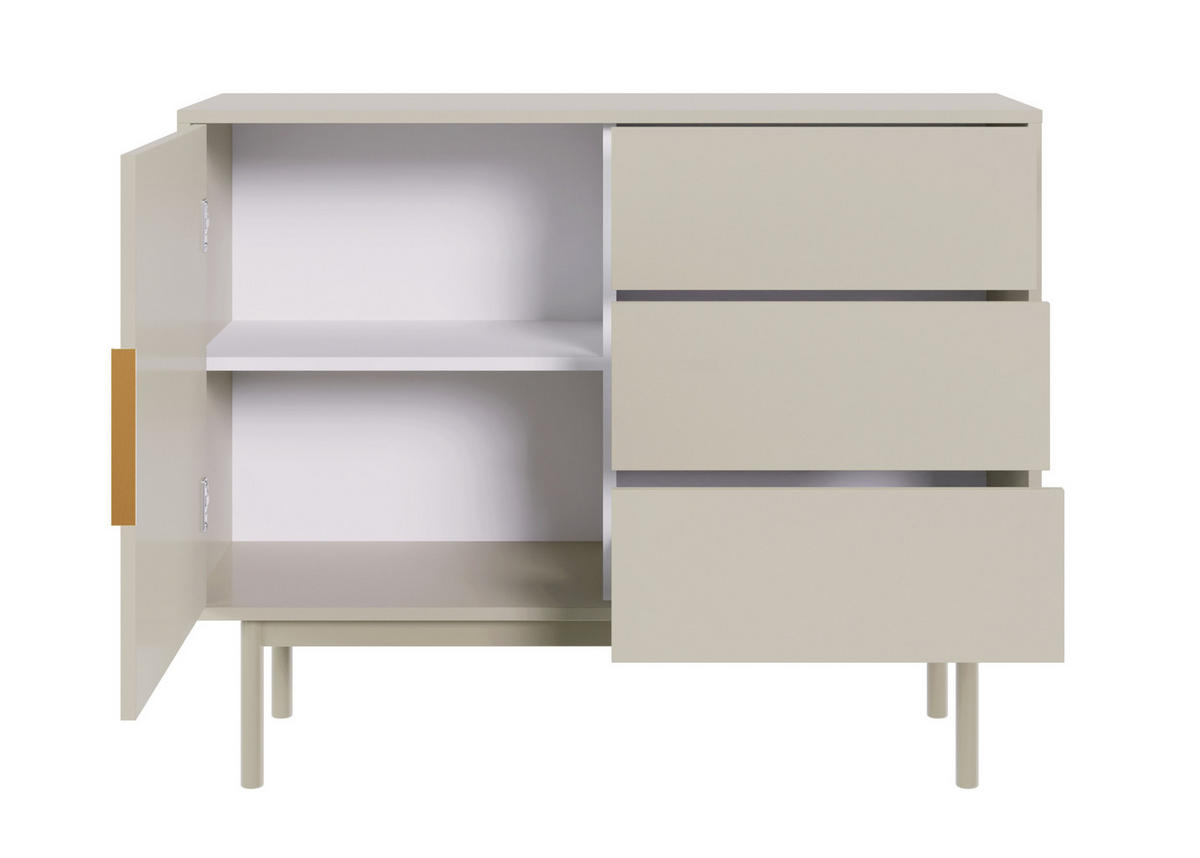 SIDEBOARD Viviaro Graubeige 104 cm - Greige/Goldfarben, Holz/Holzwerkstoff (104/82/39cm) - Selsey