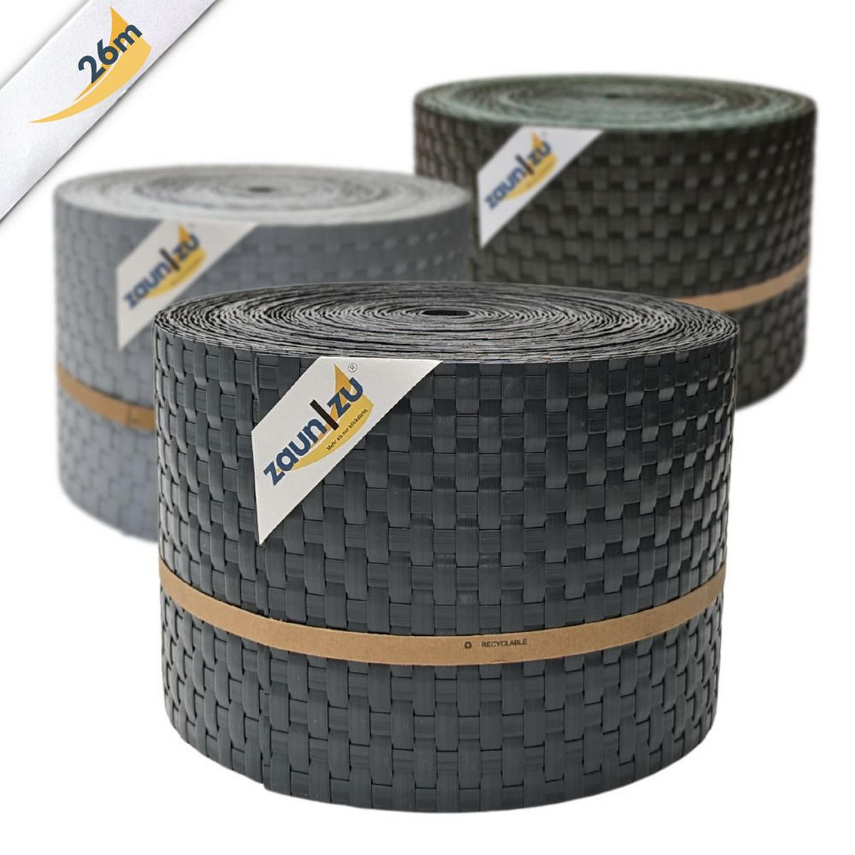 SICHTSCHUTZSTREIFEN Rattan PE für Doppelstabmatten Anthrazit 26m - Anthrazit, Kunststoff (2600/19cm) - ZAUN|ZU